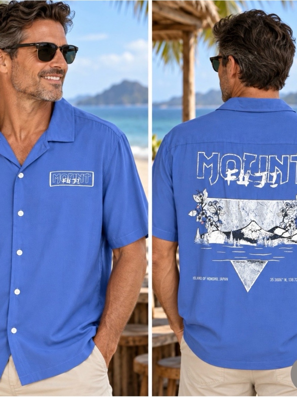 Brooklyn Cloth‎ Men’s Shirt Mount Fuji Japan Graphic Button Up Short Sleeve